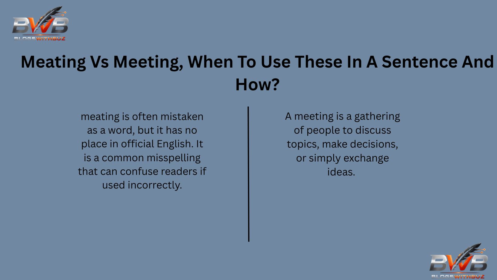 Meating Vs Meeting, When To Use These In A Sentence And How?